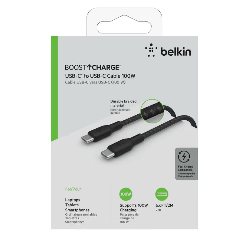 Câble Chargeur Belkin USB-C vers USB-C 1m 100W - Noir