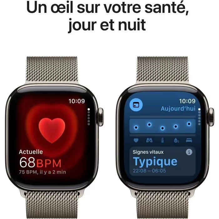 Apple Watch Series 10 GPS + Cellular - 46mm - Boîtier Natural Titanium - Bracelet Natural Milanese Loop