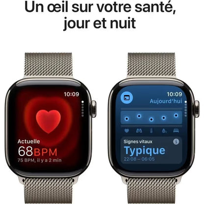 Apple Watch Series 10 GPS + Cellular - 46mm - Boîtier Natural Titanium - Bracelet Natural Milanese Loop