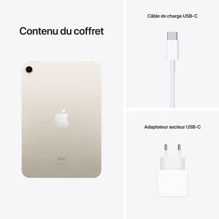 Apple - iPad mini (2021) - 8,3" WiFi  256 Go - Lumière Stellaire