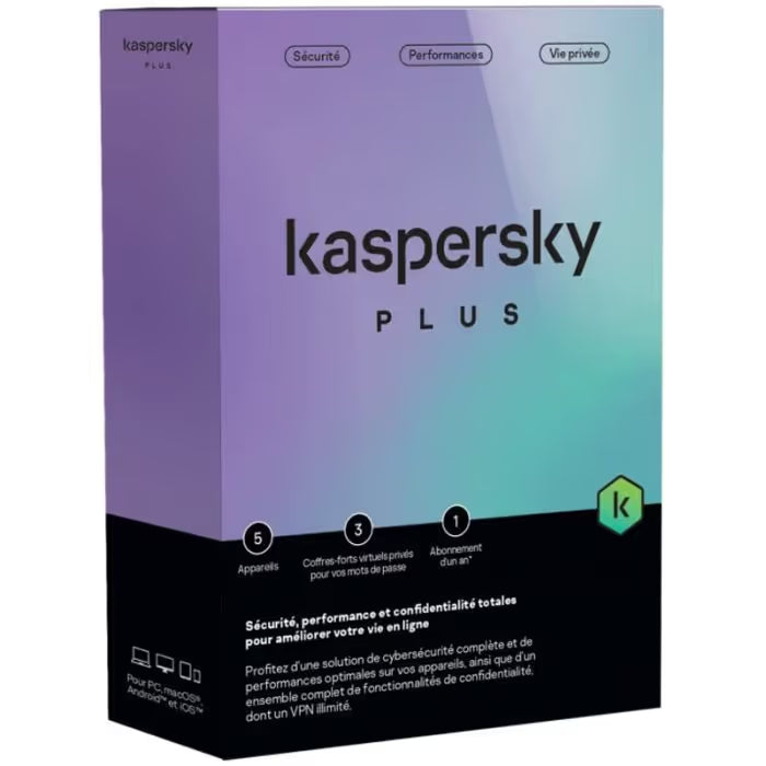 Antivirus KASPERSKY Plus – Licence 5 Postes / 1 An