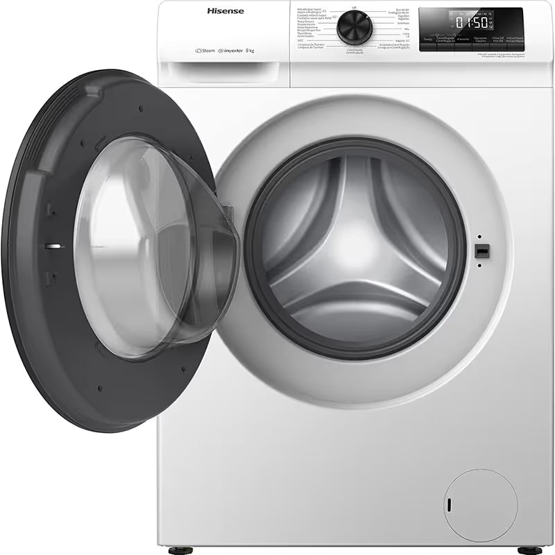 Lave Linge Frontal HISENSE WFQP8014EVM Inverter 8kg - Blanc