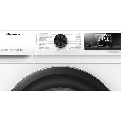 Lave Linge Frontal HISENSE WFQP8014EVM Inverter 8kg - Blanc