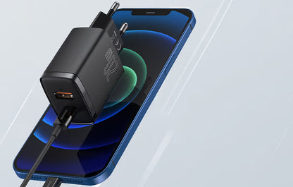 Chargeur Gevo USB-A & USB-C 20W - Noir