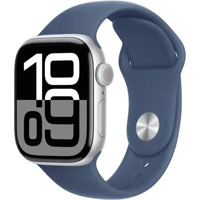 Apple Watch Series 10 GPS - 42mm - Boîtier Silver Aluminium - Bracelet Denim Sport Band