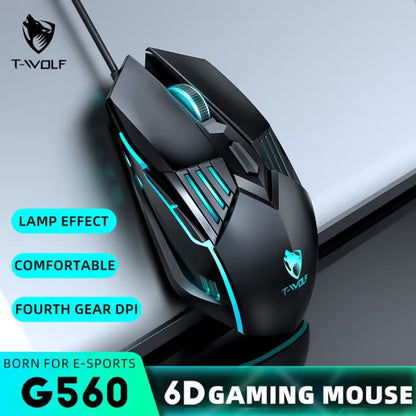 Souris Gaming Filaire T-Wolf G560 RGB - Noir