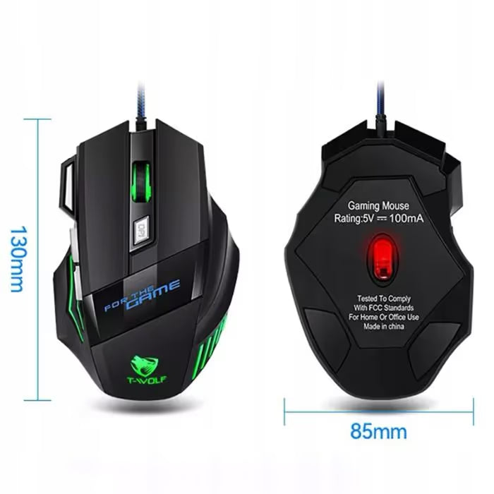 Souris Gaming Filaire T-Wolf M1 RGB - Noir