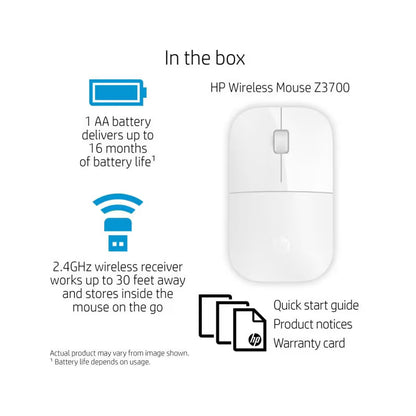 Souris Optique sans fil HP Z3700 - Blanc