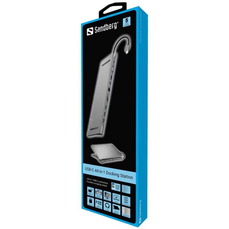 Station D’accueil tout en 1 USB-C Sandberg 136-23 - Gris