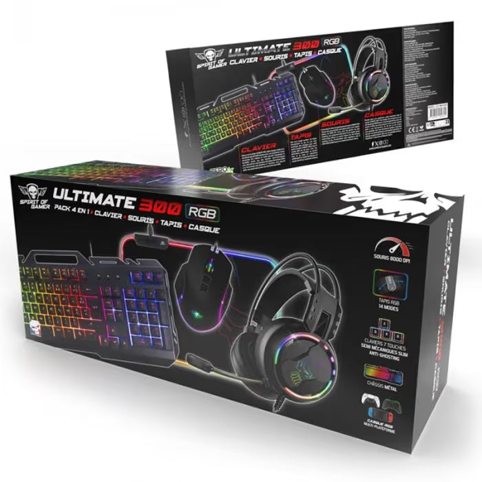 Pack Gaming 4en1 Gamer Spirit Of Gamer Ultimate MK300 RGB - Noir