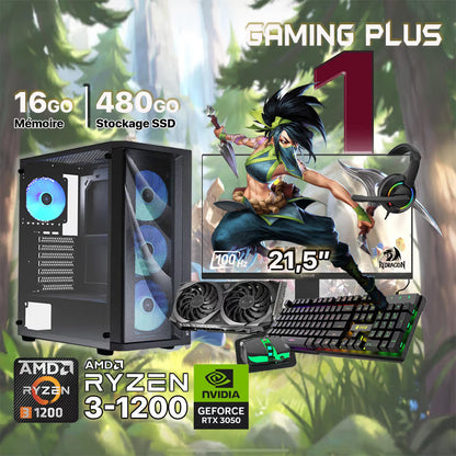 Pc Gamer Gaming Plus 1 Ryzen 3-1200 RTX 3050 - 16Go -480Go