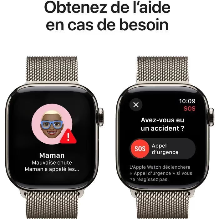 Apple Watch Series 10 GPS + Cellular - 46mm - Boîtier Natural Titanium - Bracelet Natural Milanese Loop
