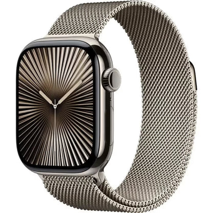 Apple Watch Series 10 GPS + Cellular - 46mm - Boîtier Natural Titanium - Bracelet Natural Milanese Loop