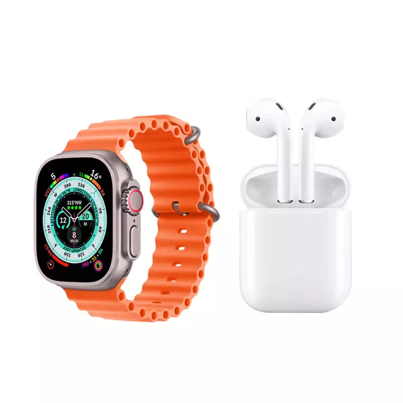 Montre Connectée T55 ULTRA MAX + 2 Ceintures + Ecouteur - Orange